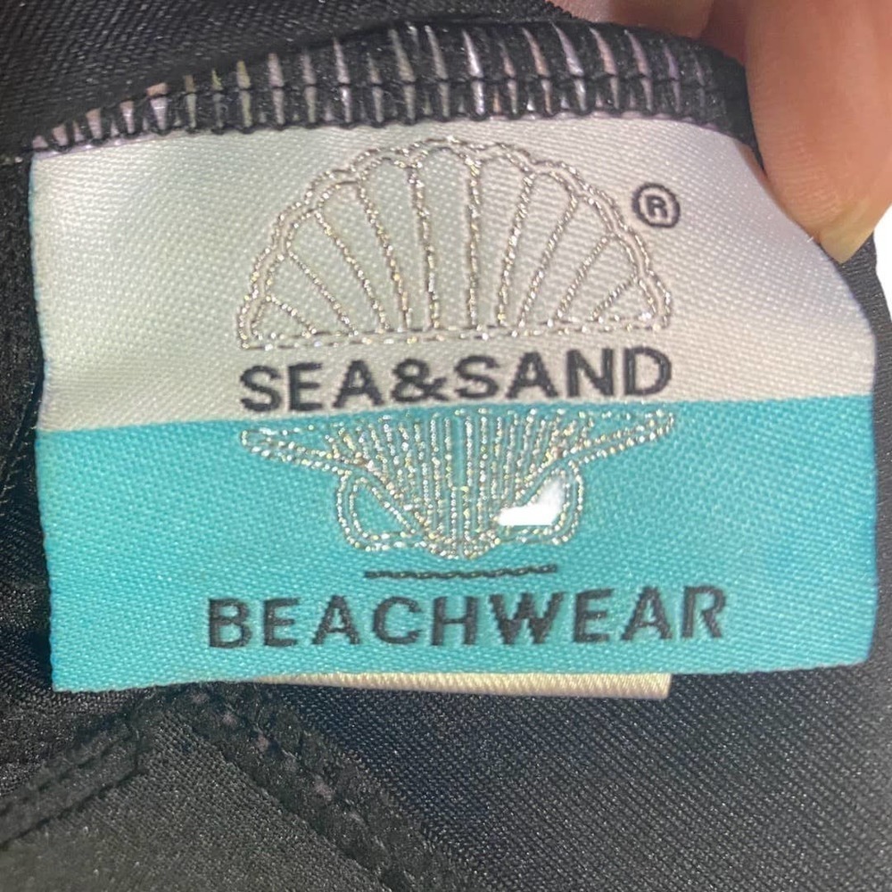 Sea & Sand Beachwear Drape Surplice One Piece Bathing Suit Chevron Size 12 New - Picture 8 of 11